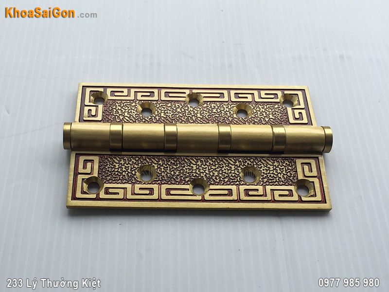 Bản lề l&aacute; đồng hoa văn chữ vạn -2