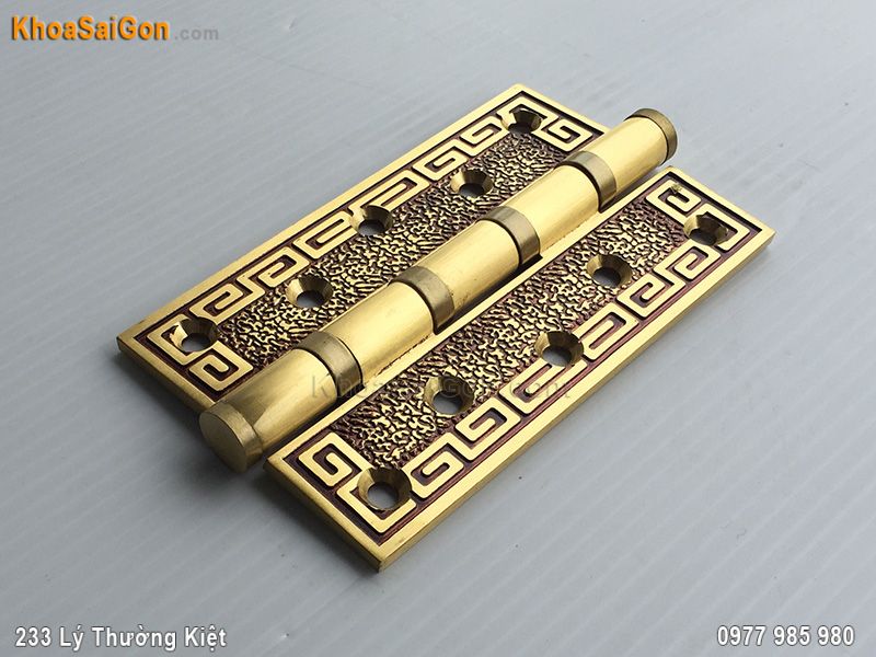Bản lề l&aacute; đồng hoa văn chữ vạn -3