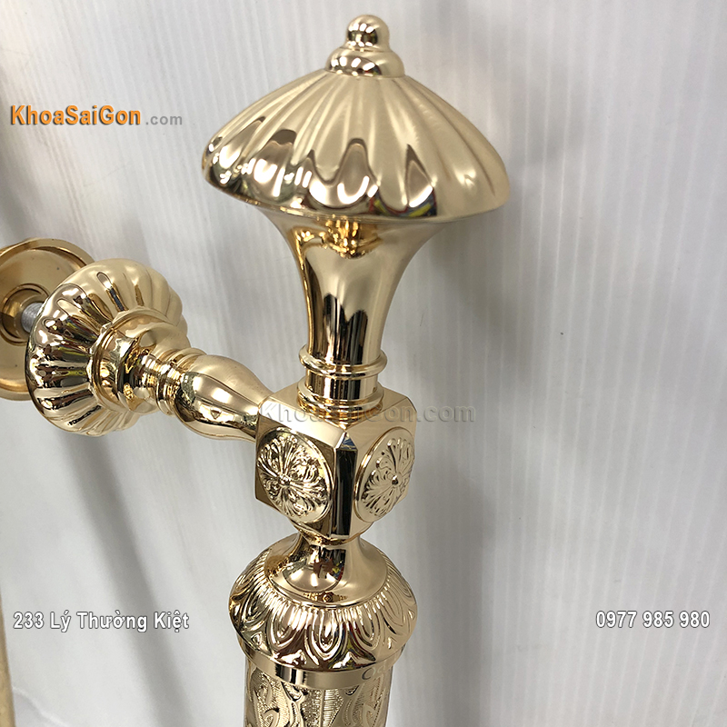 Tay nắm cửa bằng đồng mạ v&agrave;ng -3