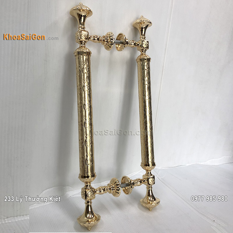 Tay nắm cửa bằng đồng mạ v&agrave;ng -5