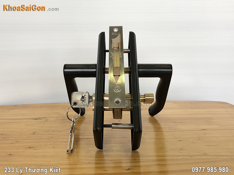 Kh&oacute;a cửa tay nắm mạ đồng đen SS5810-ABC -5