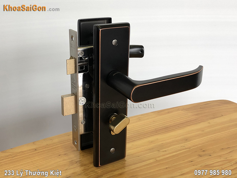 Kh&oacute;a cửa tay nắm mạ đồng đen SS5810-ABC -8