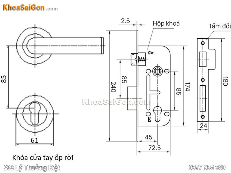 Bản vẽ k&iacute;ch thước kh&oacute;a Việt Tiệp 04086